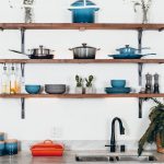 Storage Furniture - cookware set on floating shelves