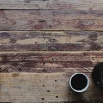 Pallet Coffee Table - flat-lay photograph of black coffee pot and cup