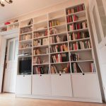 Custom Bookshelf - white wooden book shelves with books